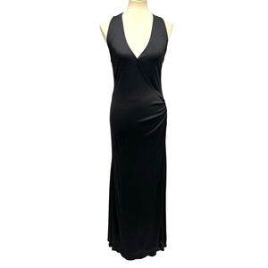 Ralph Lauren Purple Label Black Sleeveless V-Neck Faux wrap dress, silk blend, 8